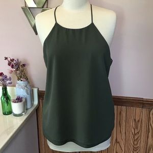 Anthropologie Olive Green Halter Tank Top